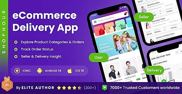 6 App Template| Multi Vendor eCommerce App| Online Shopping App| eCommerce Delivery App | ShopHour