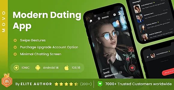 2 App Template | Online Dating and Chatting App | Choose a Date and Chat  | Modern Dating App| Movo