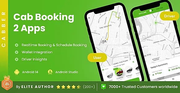 4 App Template| Ride-Hailing App | Cab Booking App| Rider App| Driver App| (XML Code) Cabber