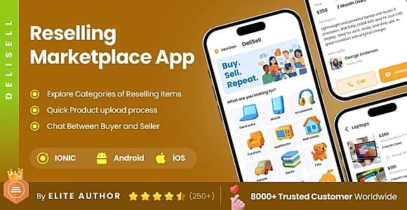 2 App Template | Second-Hand Buy & Sell Marketplace App Template| Peer-to-Peer Selling | DeliSell