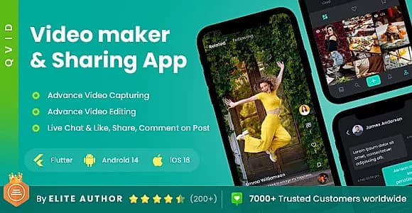 2 App Template| Video Creating App| Video Sharing App| Short Video App| Qvid