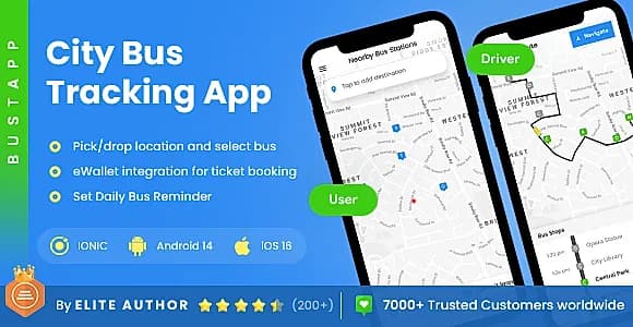 4 App Templates| City Bus Tracking App| Bus Ticket Booking App| City Bus Driver & Rider App| BustApp