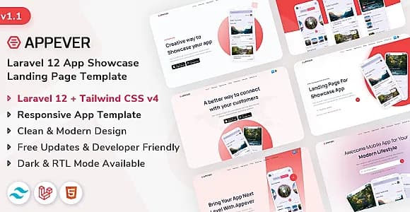 Appever - Laravel 12 App Landing & Showcase Template