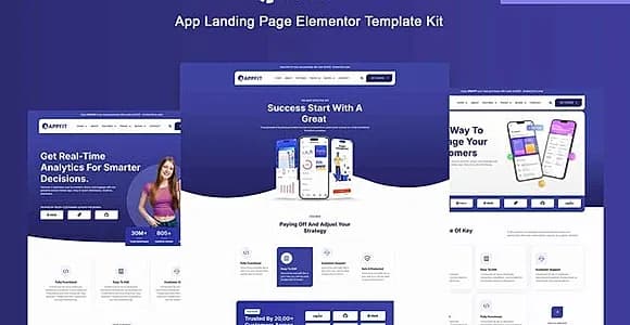 Appfit - App Landing Page Elementor Pro Template Kit
