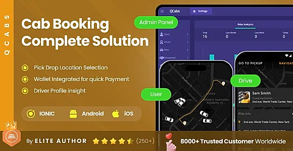 2 Apps | Cab Booking Complete App | Passenger & Driver App | Ride Booking App | Ionic | QCabs