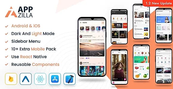 AppZilla - Mobile React Native Expo UI KIT Elements Android + iOS