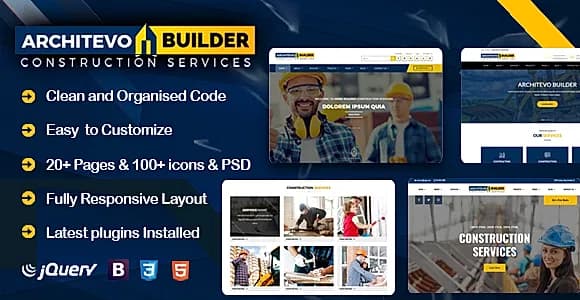 Architevo Builder Construction HTML5 Bootstrap Templates