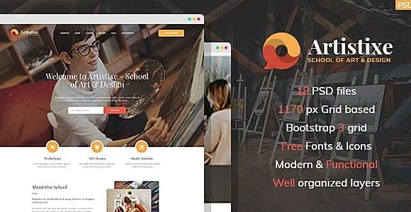 Artistixe - School of Art & Design PSD Template