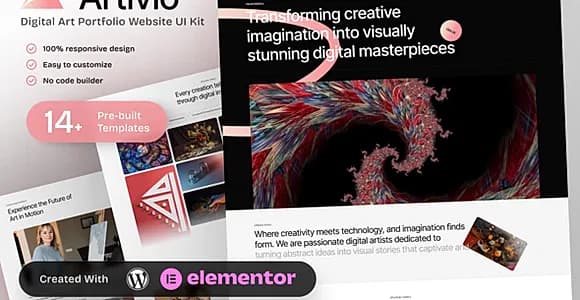 Artivio - Digital Art Portfolio Elementor Template Kit