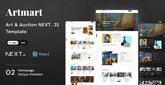 Artmart - Art Gallery & Auctions React Next.JS Template