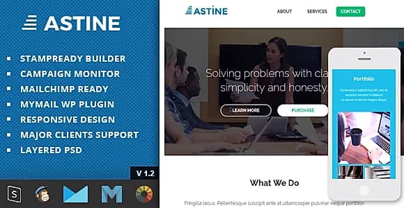 Astine – Responsive Email + StampReady Builder & Mailchimp Editor