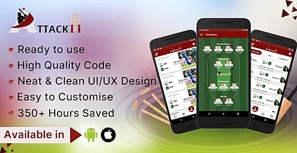 Attack 11 - Sports Fantasy Cricket Game App Flutter UI Kit