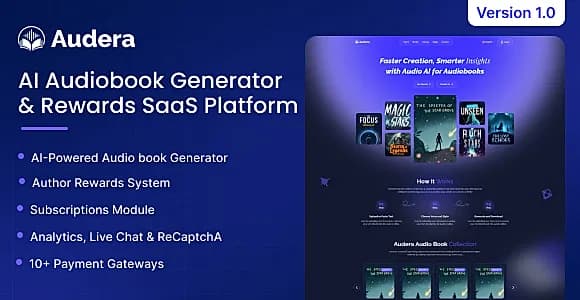 Audera - AI Audiobook Generator & Rewards SaaS