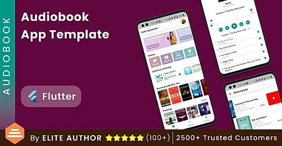 Audio Book Android App Template +Audio Book iOS App Template| Online Book | Flutter | AudioBook