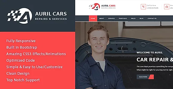 Auril - Car Mechanic Workshop HTML Template