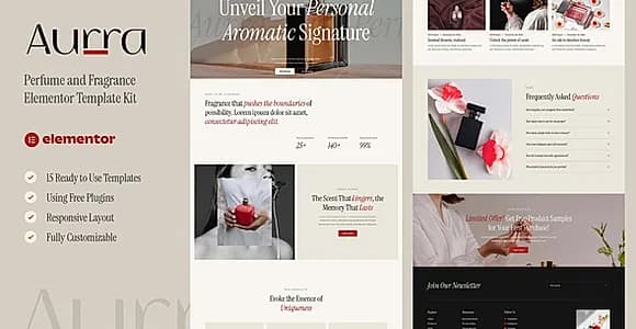 Aurra - Perfume and Fragrance Elementor Template Kit