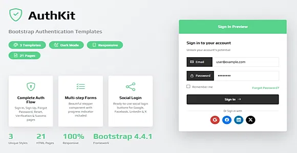 AuthKit - Responsive Authentication HTML Template