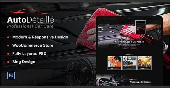 AutoDétaillé - Vehicle Detailing and Cleaning Products Store PSD Template