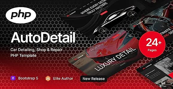 AutoDetail - Car Detailing, Shop & Repair PHP Template
