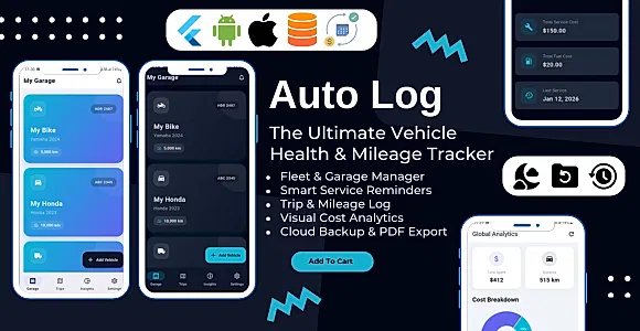 AutoLog - Vehicle Maintenance, Service Log & Mileage Tracker Flutter App
