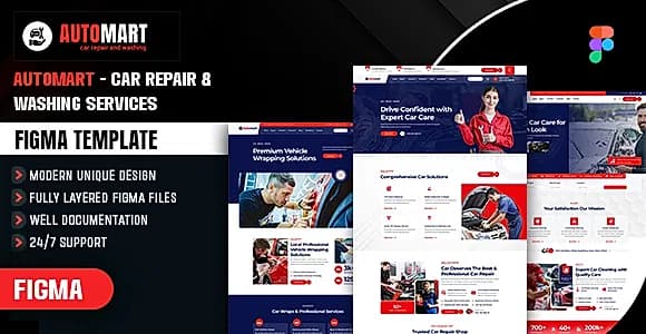 Automart - Car Repair & Washing Services Figma Template