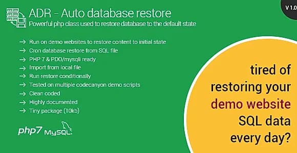 Automatic Database Restore - Restore content for your demo websites