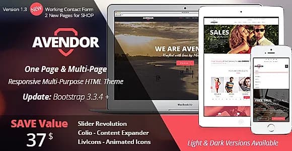 AVENDOR - One Page / Multi Page HTML Theme
