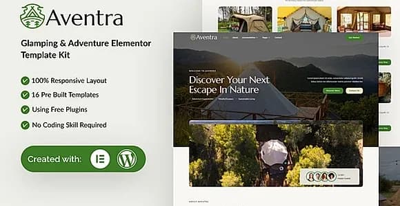 Aventra - Glamping & Adventure Elementor Template Kit