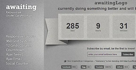 Awaiting - Responsive Under Construction Template