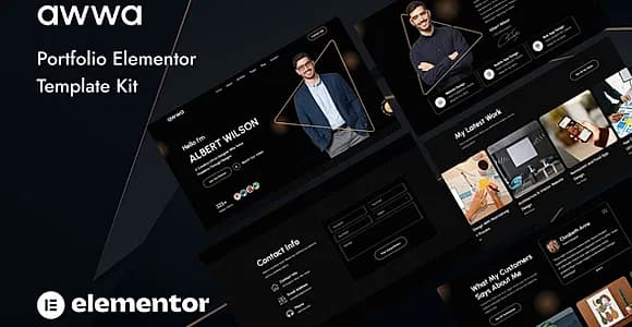 Awwa - Dark Portfolio Elementor Template Kit