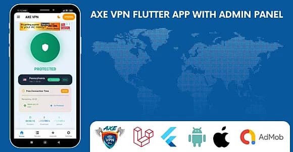 Axe VPN Flutter App With Admin Panel - Linkze