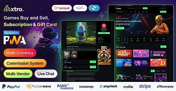 Axtro – Games Buy and Sell, Subscription & Gift Card Laravel Script