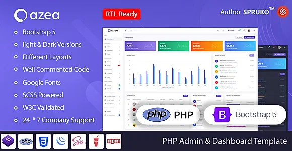 Azea – PHP Admin & Dashboard Template