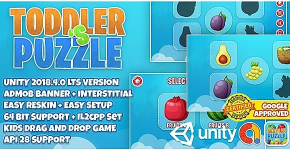 Baby Toddler's Puzzle : Easy Reskin + 64 Bit Support Google Play Store