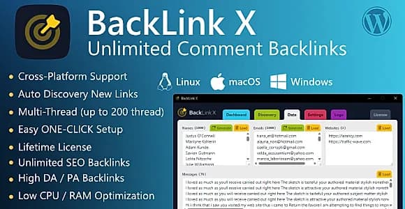 BackLink X | Unlimited Comment Backlinks with Auto-Discovery Feature