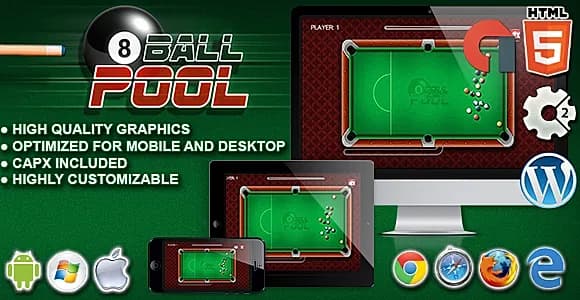 8 Ball Pool - HTML5 Construct 2 Game