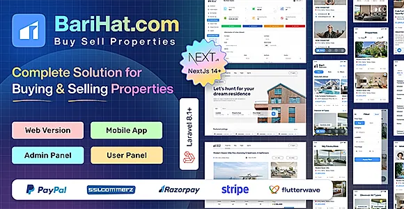 Barihat – Real Estate App Solution | Flutter Mobile App, Laravel API, Next.js Web