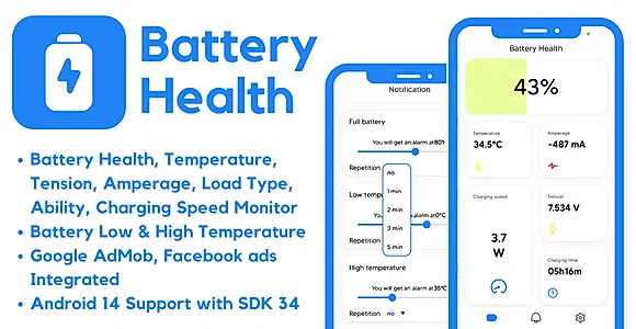 Battery Health Alarms Tools with AdMob Ads Android