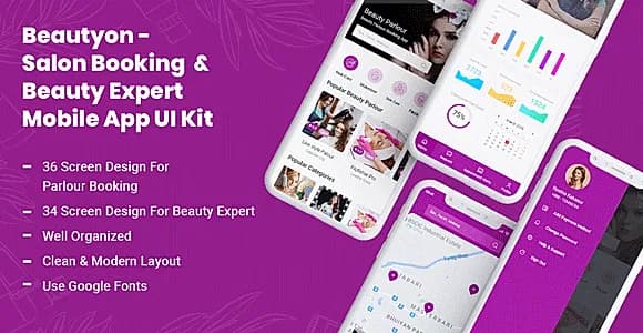 Beautyon - Beauty Parlour Booking & Beauty Expert Mobile App UI Kit
