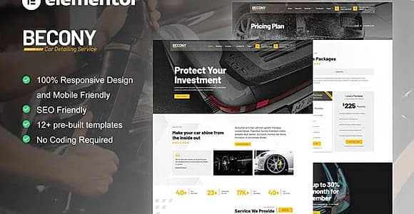 Becony - Car Detailing Services & Car Repair Elementor Template Kit