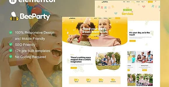 BeeParty - Kids Party Planner Elementor Template Kit
