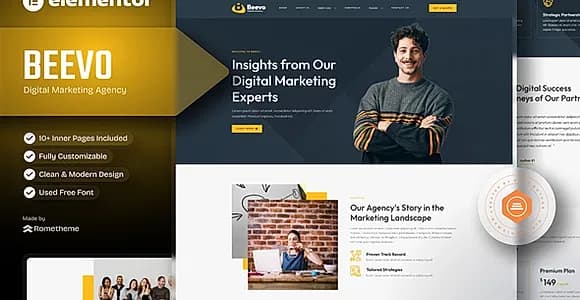 Beevo - Digital Marketing Agency Elementor Template Kit