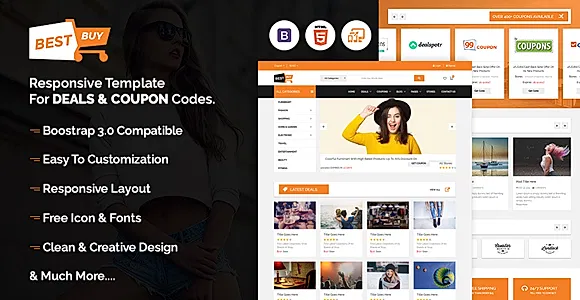 Bestbuy - Bootstrap Responsive template for deals & coupon codes
