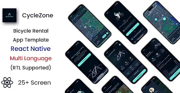 Bicycle Rental App Template in React Native | CycleZone | Multi Language