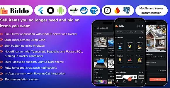 Biddo - Full Flutter auction app with NodeJS server (with chat)