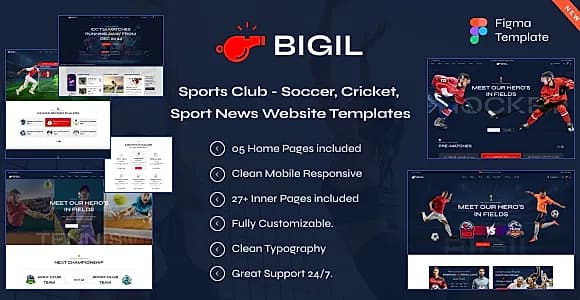 Bigil - Sports Coach & Acadamy Figma Template