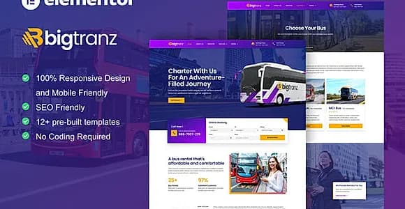 BigTranz - Bus Charter Service & Rental Elementor Template Kit