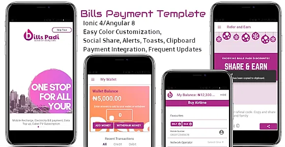 Bills Padi Mobile and Bills Payment Template