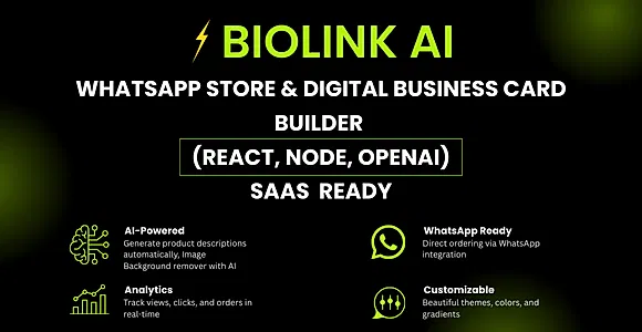 BioLink AI - WhatsApp Store SaaS & Digital Business Card Builder (React, Node, OpenAI)