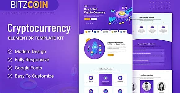 BitzCoin - Crypto Exchange Elementor Template Kit